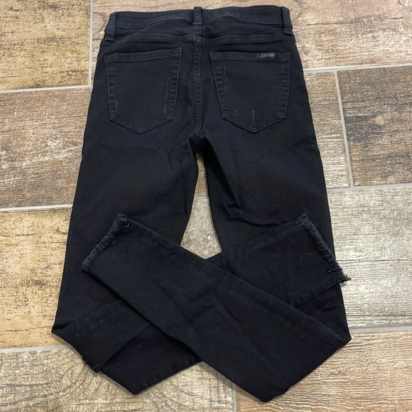 Joe's Jeans Black Denim Jeans High Rise Distressed Skinny Jean Size 23 - Picture 2 of 9